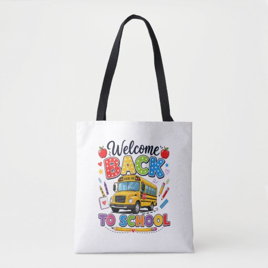 スクールバスの運転手さん、学校に帰ってきたねTシャツ 初日 トートバッグ (正面)