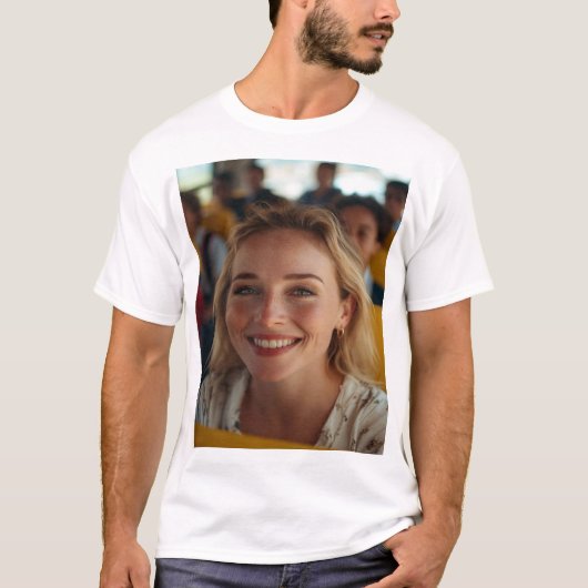 スクールバスの運転手の写真をカスタマイズ Tシャツ (正面)