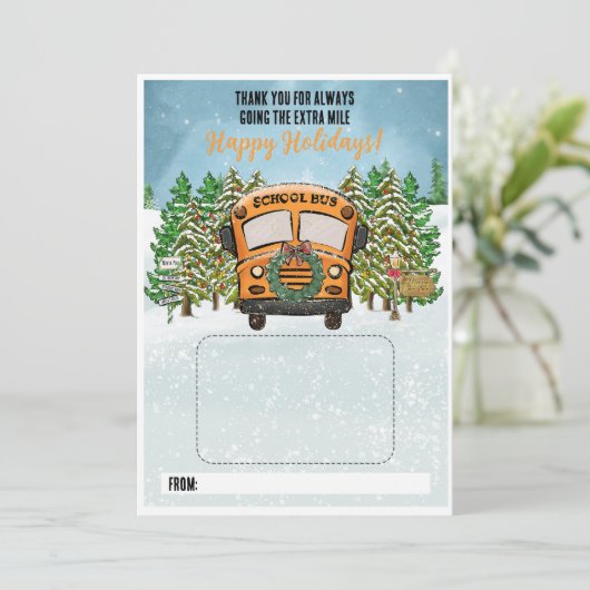 スクールバスの運転手へのギフトカードホルダー お礼カード (スタンド正面)