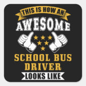 スクールバスの運転手ギフト スクエアシール (正面)