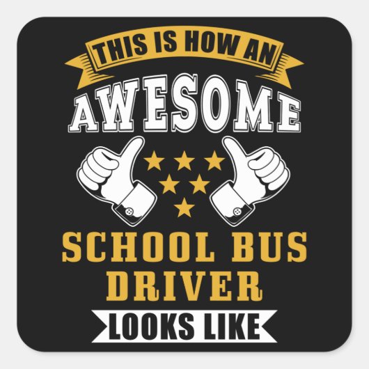 スクールバスの運転手ギフト スクエアシール (正面)