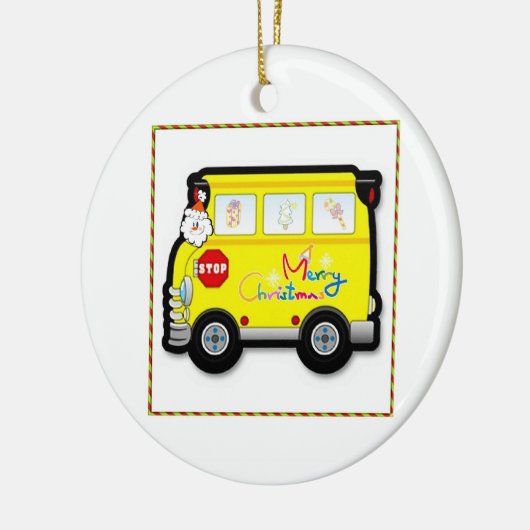 スクールバスの運転者のクリスマスのオーナメント セラミックオーナメント (左)
