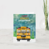 スクールバスの運転者の幸せな休日の従業員 シーズンカード (正面)