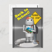 スクールバスのRobo-x9 ストップ ポストカード (正面/裏面)