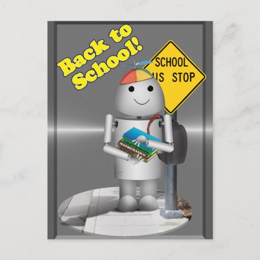 スクールバスのRobo-x9 ストップ ポストカード (正面)