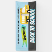 スクールバスウェルカム新学期生徒 横断幕 (縦)