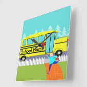 スクールバスクロックをキャッチするカスタマイズ可能 スクエア壁時計 (傾斜)