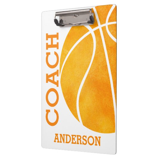 スクールバスケットボールコーチパーソナライズされたレトロトレンディー クリップボード (左)