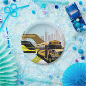 スクールバスシティシーン ペーパープレート (パーティー)