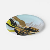 スクールバスシティシーン ペーパープレート (アングル)