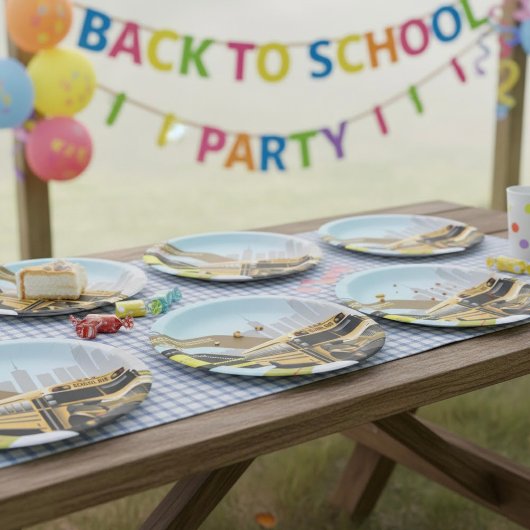 スクールバスシティシーン ペーパープレート