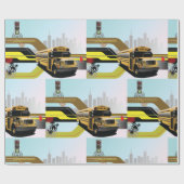 スクールバスシティシーン ラッピングペーパー (フラット)