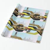 スクールバスシティシーン ラッピングペーパー (アンロールド)