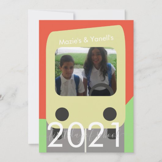 スクールバススクリプトの初日ブラザーシスターカード 招待状 (正面)