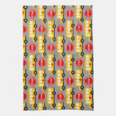 スクールバスストップと標識 キッチンタオル (縦)