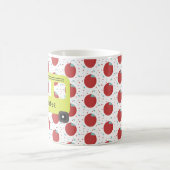 スクールバスドライバイエローアップルパターン コーヒーマグカップ (中央)