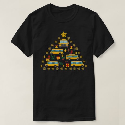 スクールバスドライバクリスマスツリー1 Tシャツ (デザイン正面)
