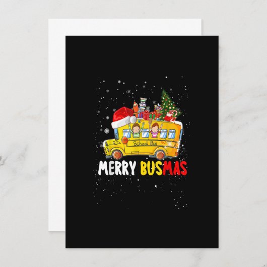 スクールバスドライバクリスマスパジャマメリースバスマスX 招待状 (正面/裏面)