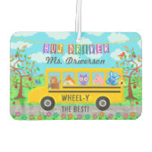 スクールバスドライバーかわいい動物 |名パーソナライズされた前 カーエアーフレッシュナー (裏面)