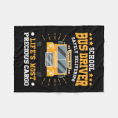 スクールバスドライバーの安全配送 フリースブランケット (正面(横))