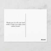 スクールバスドライバー感謝クリスマス先生 ポストカード (裏面)