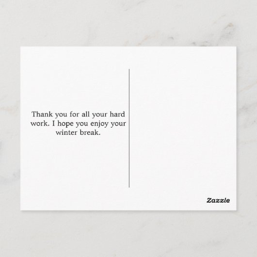 スクールバスドライバー感謝クリスマス先生 ポストカード (裏面)