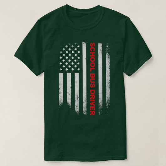 スクールバスドライバー米国国旗のシャツ Tシャツ (デザイン正面)