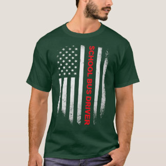 スクールバスドライバー米国国旗のシャツ Tシャツ