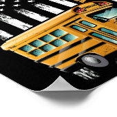 スクールバスドライバーUsaアメリカ国旗のバスドライバー ポスター (角)