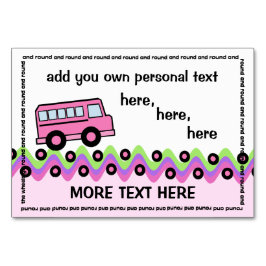 スクールバスホイールピンクパーティーカード テーブルナンバー