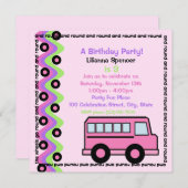 スクールバスホイール/ピンク 招待状 (正面/裏面)