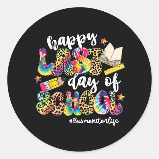 スクールバスモニターの最終日ライフレオパードのタイDy ラウンドシール (正面)