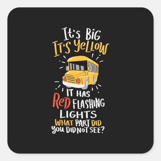 スクールバス大きくて黄色い スクエアシール (正面)
