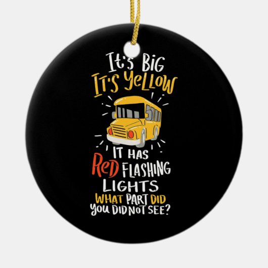 スクールバス大きくて黄色い セラミックオーナメント (正面)