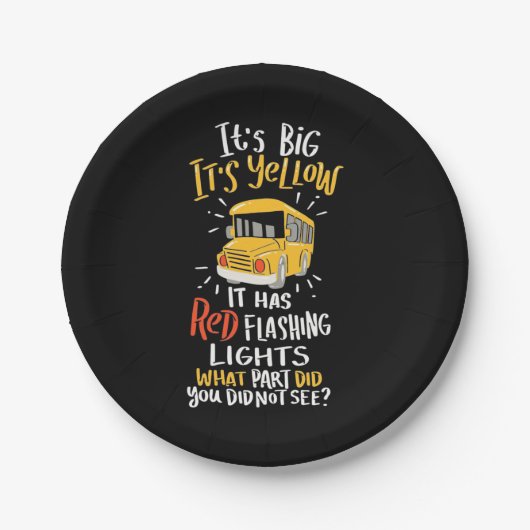 スクールバス大きくて黄色い ペーパープレート (正面)