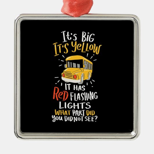 スクールバス大きくて黄色い メタルオーナメント (正面)