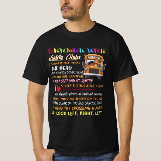 スクールバス安全規則Tシャツ、スクールバス運転手 Tシャツ (正面)