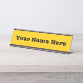 スクールバス安全黄色の秋の秋無地の色 デスクネームプレート