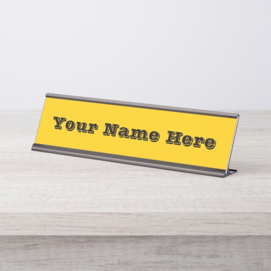 スクールバス安全黄色の秋の秋無地の色 デスクネームプレート (正面)