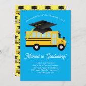 スクールバス就学前の卒業党小学校 招待状 (正面/裏面)