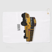 スクールバス漫画イラストレーション ゴルフタオル (横)