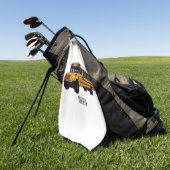 スクールバス漫画イラストレーション ゴルフタオル (グリーン)