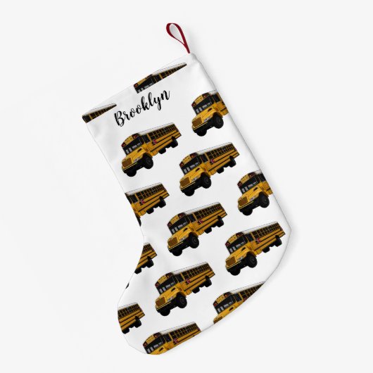 スクールバス漫画イラストレーション スモールクリスマスストッキング (裏面 (吊り時))