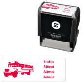 スクールバス漫画イラストレーション セルフインキングスタンプ (インサイチュ)