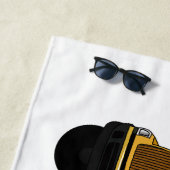 スクールバス漫画イラストレーション ビーチタオル (インサイチュ)