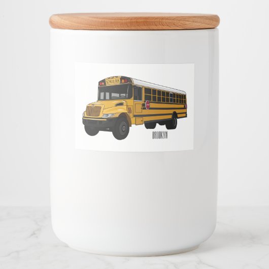 スクールバス漫画イラストレーション フードラベル (正面)