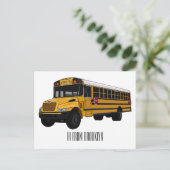 スクールバス漫画イラストレーション ポストカード (スタンド正面)