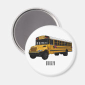 スクールバス漫画イラストレーション マグネット (正面/裏面)