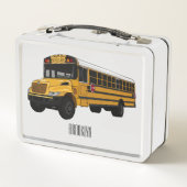 スクールバス漫画イラストレーション メタルランチボックス (裏面)