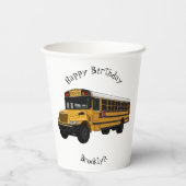 スクールバス漫画イラストレーション 紙コップ (裏面)